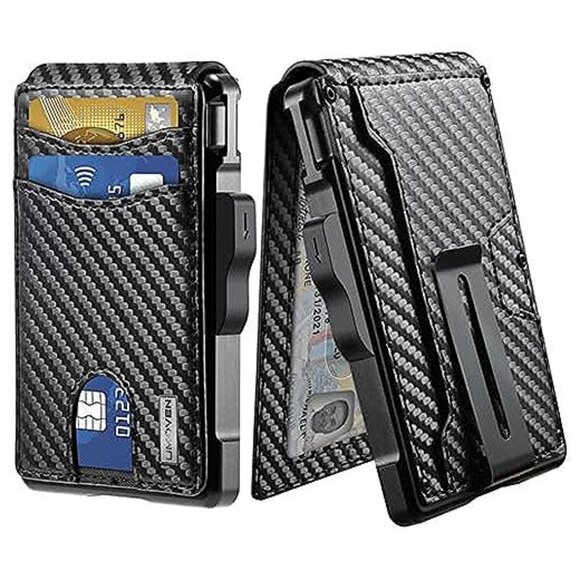 Wallet for Men - with Money Clip Slim Leather Slots , Black